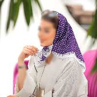 مینی اسکارف (باندانا) طرح خال خالی ریز سفید و بنفش ارسال رایگان 