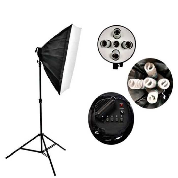 کیت سافت باکس 70×50 دیاموند Diamond همراه هولدر 5 لامپ   پایه و لامپ