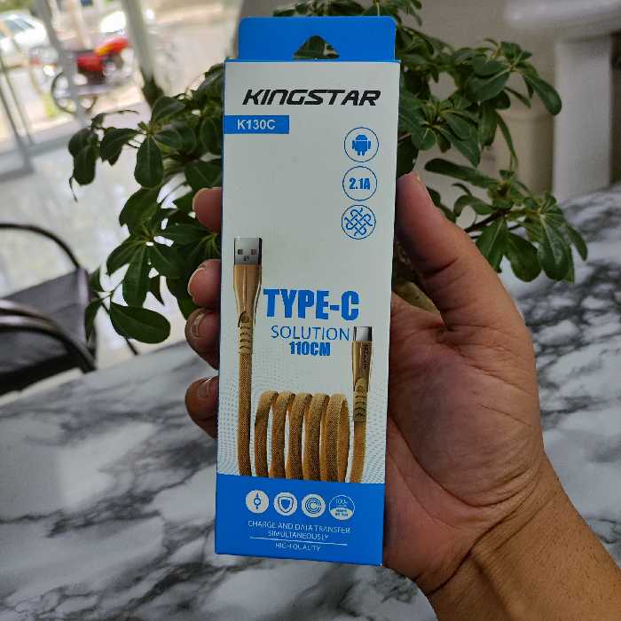 کابل شارژ تایپ سی کینگ استار مدل k130c. 2.1 آمپر  روکش برزنتی کیفیت عالی