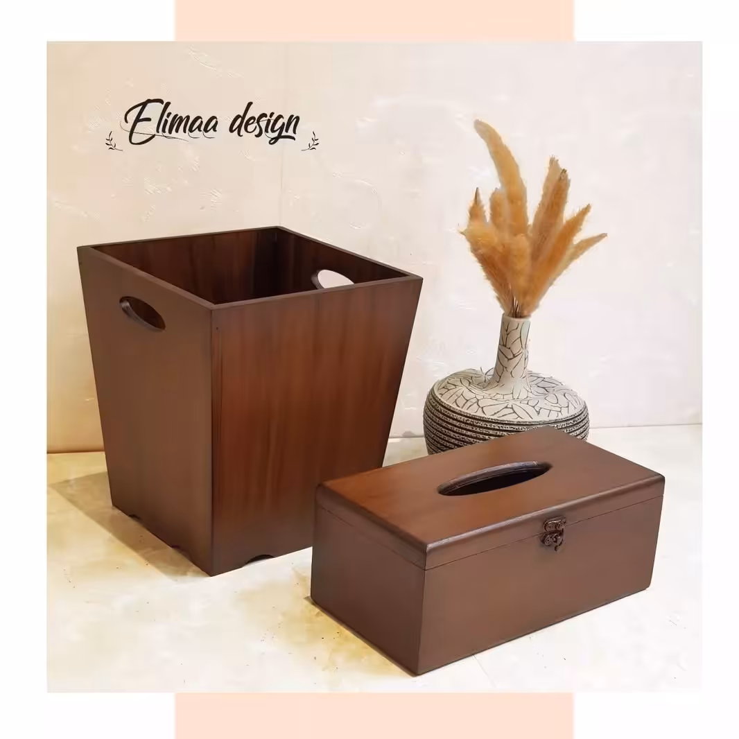 ست سطل و جادستمال  ساده به رنگ فندقی