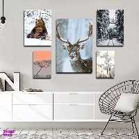 تابلو شاسی بکلیت طرح مدرن برف و حیات وحش مدل SH-1659 مجموعه 5 عددی
