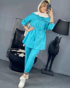 مانتو شلوار زنانه داکرون مدل 200233