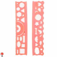 خط کش ژله ای 20 سانتی متری شابلون دار قرمز نبیل بسته دو عددی