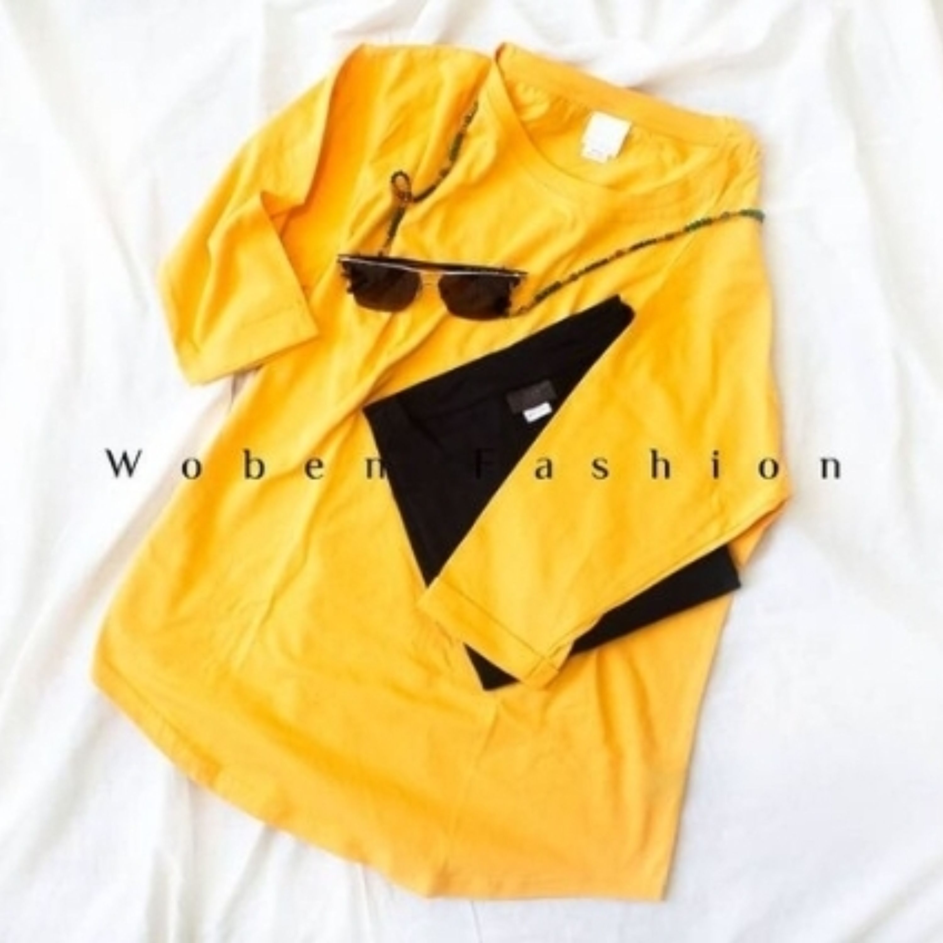 بلوز آستین سه ربع نخ پنبه مناسب هم برای زیر مانتو و هم خانگی سایز  لارج   زرد موجود است