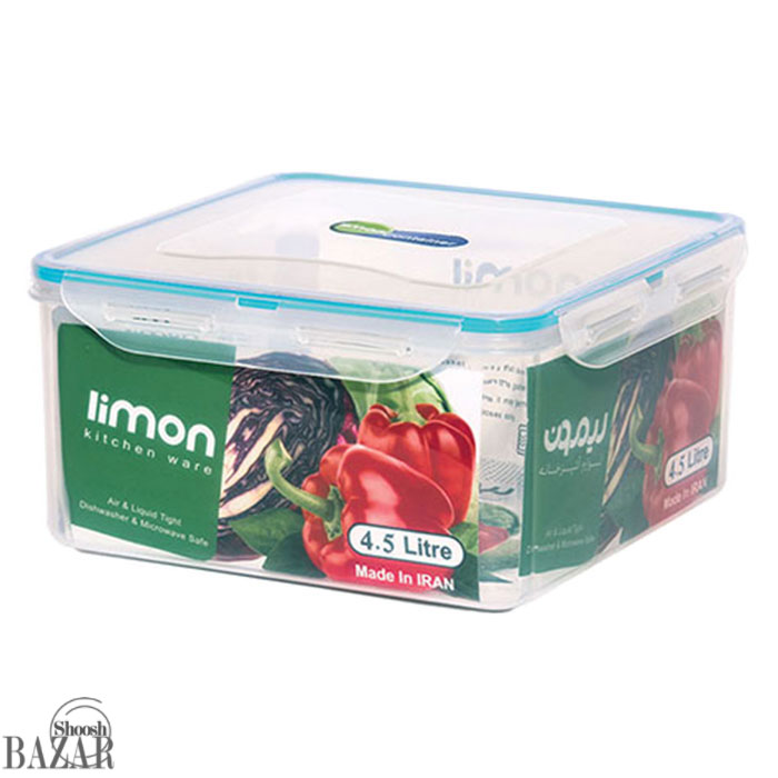 ظرف نگه دارنده چهار قفل 4.5 لیتری فریزری مربع لیمون کد 1340