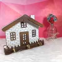 جاکلیدی دیواری کلبه چوبی-جاکلیدی کلبه-جاکلیدی فانتزی-جا کلیدی کلبه فانتزی-گلدونه