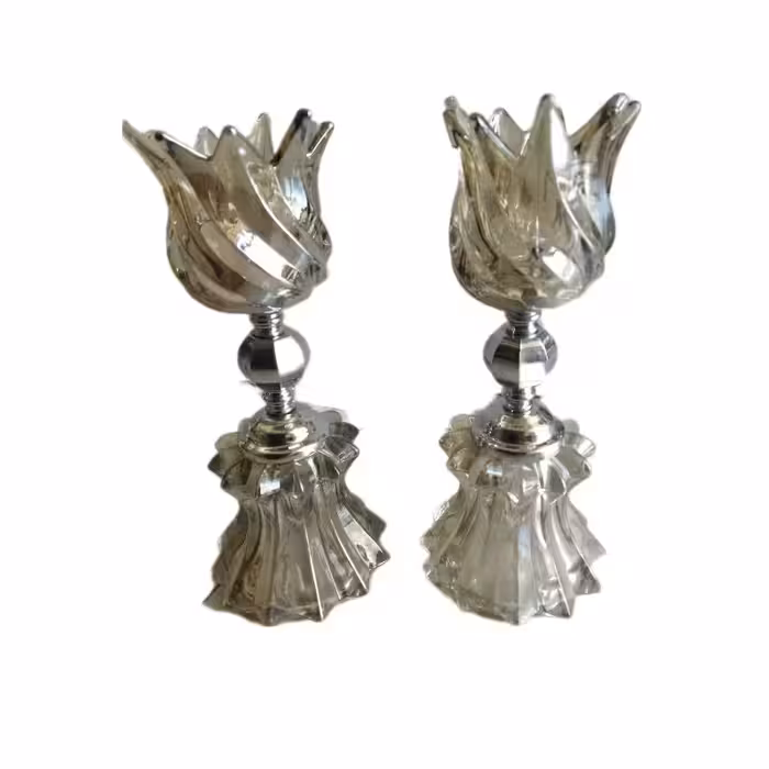 شمعدان کوچک جفتی با لاله خارجی 