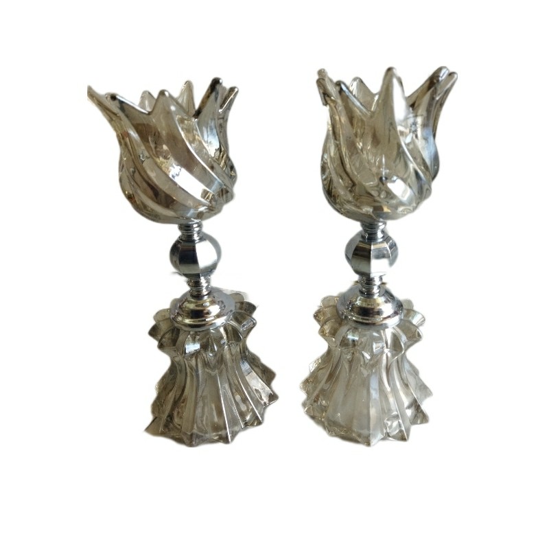 شمعدان کوچک جفتی با لاله خارجی 