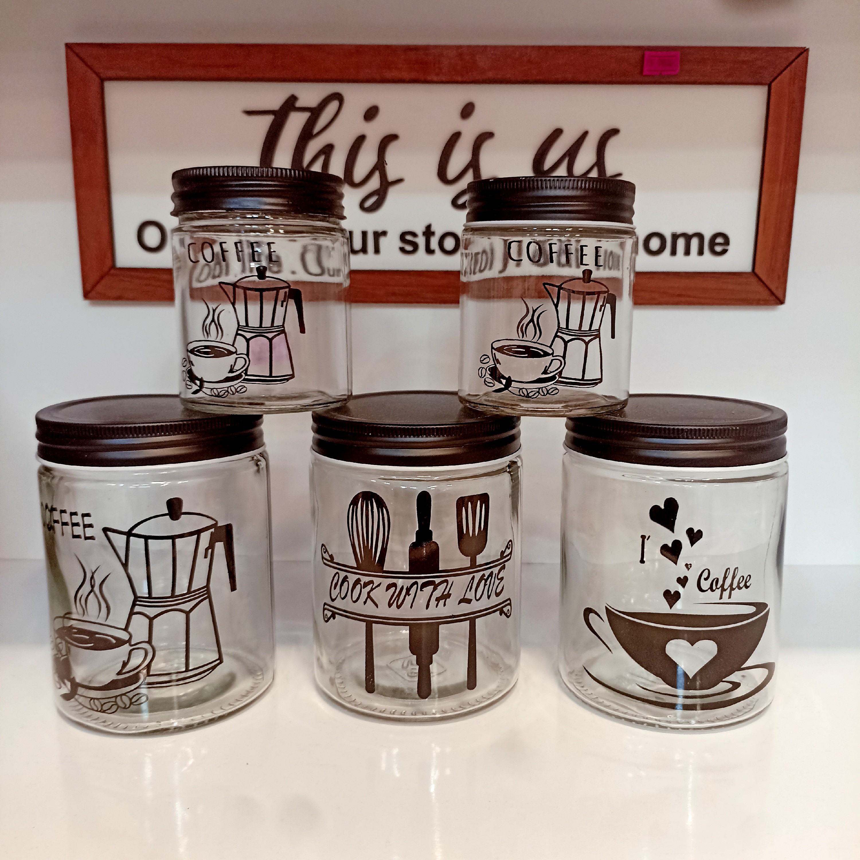 بانکه شیشه ای درب فلزی سایز  بلند (هر عدد)