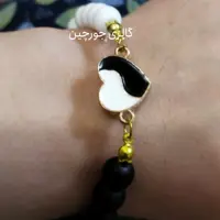 دستبند دورنگ سفید مشکی مروارید اونیکس سفید مشکی مناسب بانوان دختران ارسال رایگان