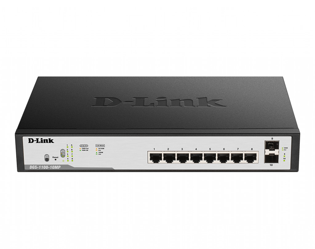 قیمت و خرید سوییچ شبکه مدیریتی 10 پورت با 8 پورت PoE دی لینک مدل DGS-1100-10MP | نت ران