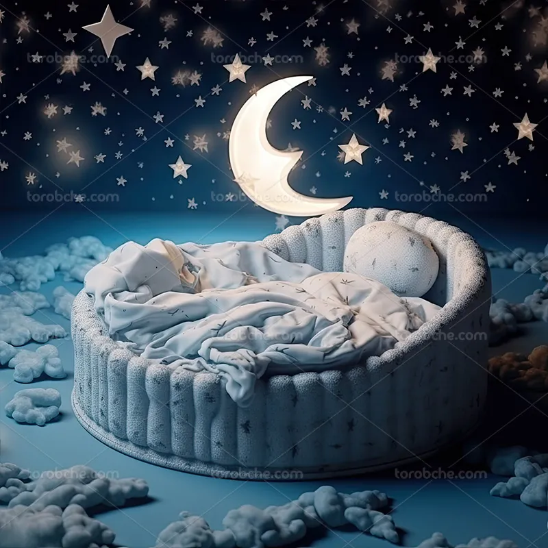 بک دارپ عکاسی نوزاد با ماه و ستاره | گرافیک با طعم تربچه