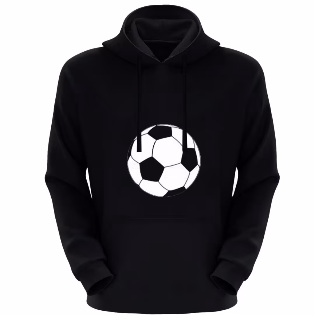 هودی مردانه و پسرانه تو کرک  کلاه دار طرح توپ رنگ مشکی کدNOC40