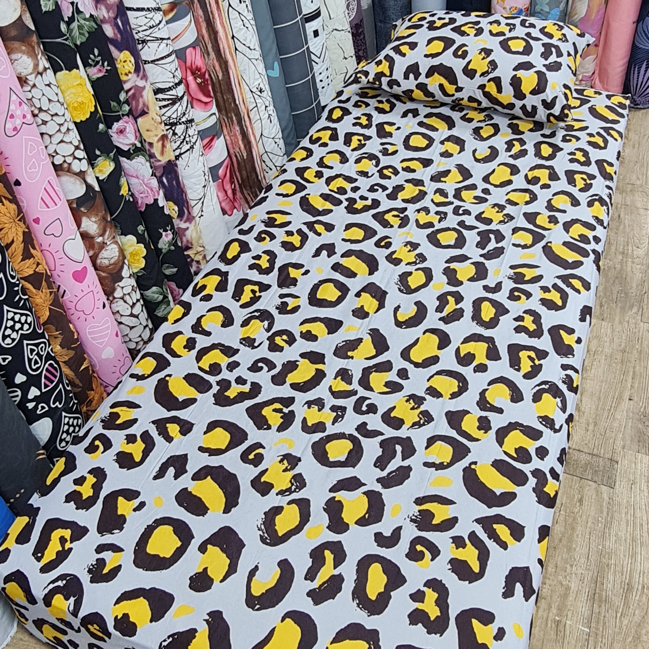 روتختی نیم ست ملحفه کشدار خوشخواب تکنفره دوتکه طرح پلنگی