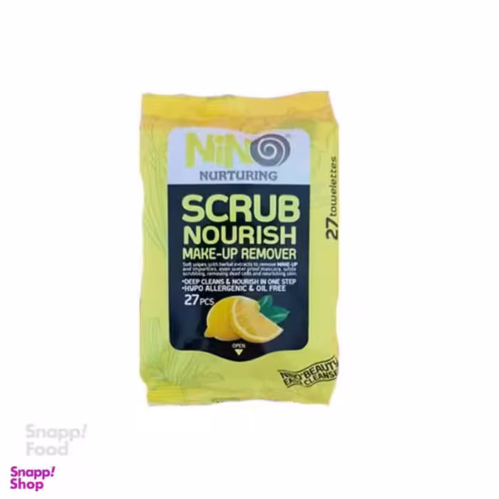دستمال مرطوب پاک کننده آرایش نینو (Nino) مناسب پوست چرب بسته 27 عددی