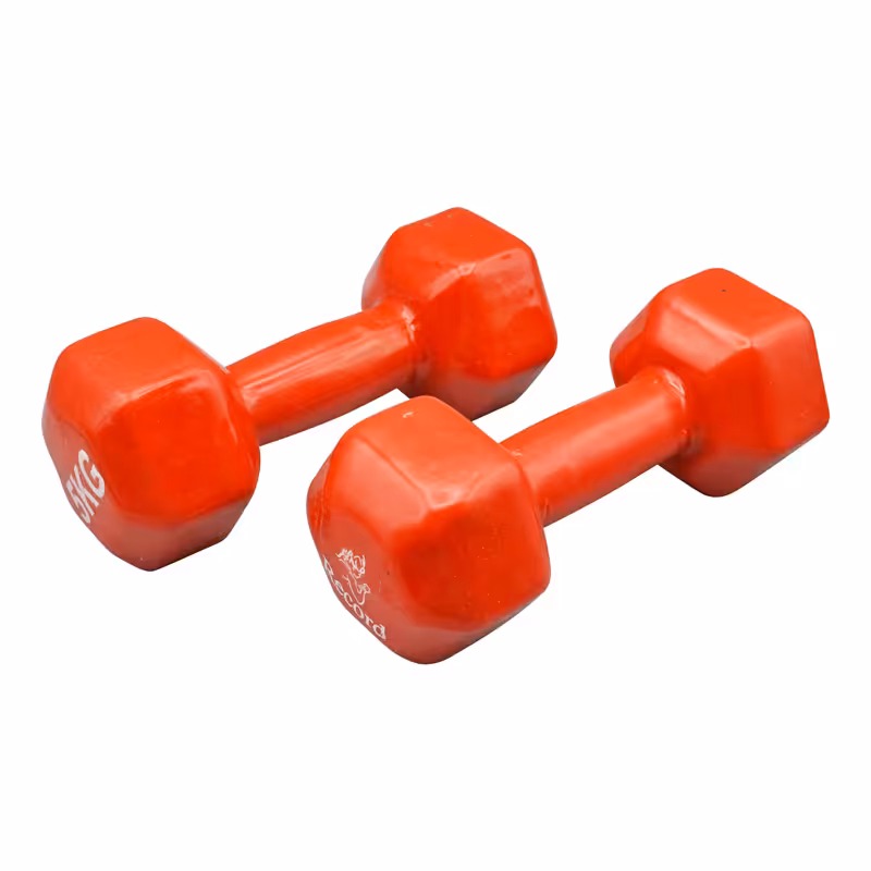 دمبل بدنسازی رکورد مدل Strong روکش دار وزن 5 کیلو گرم بسته دو عددی