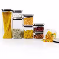 جای حبوبات شیشه  پیرکس  8 عددی درب استیل