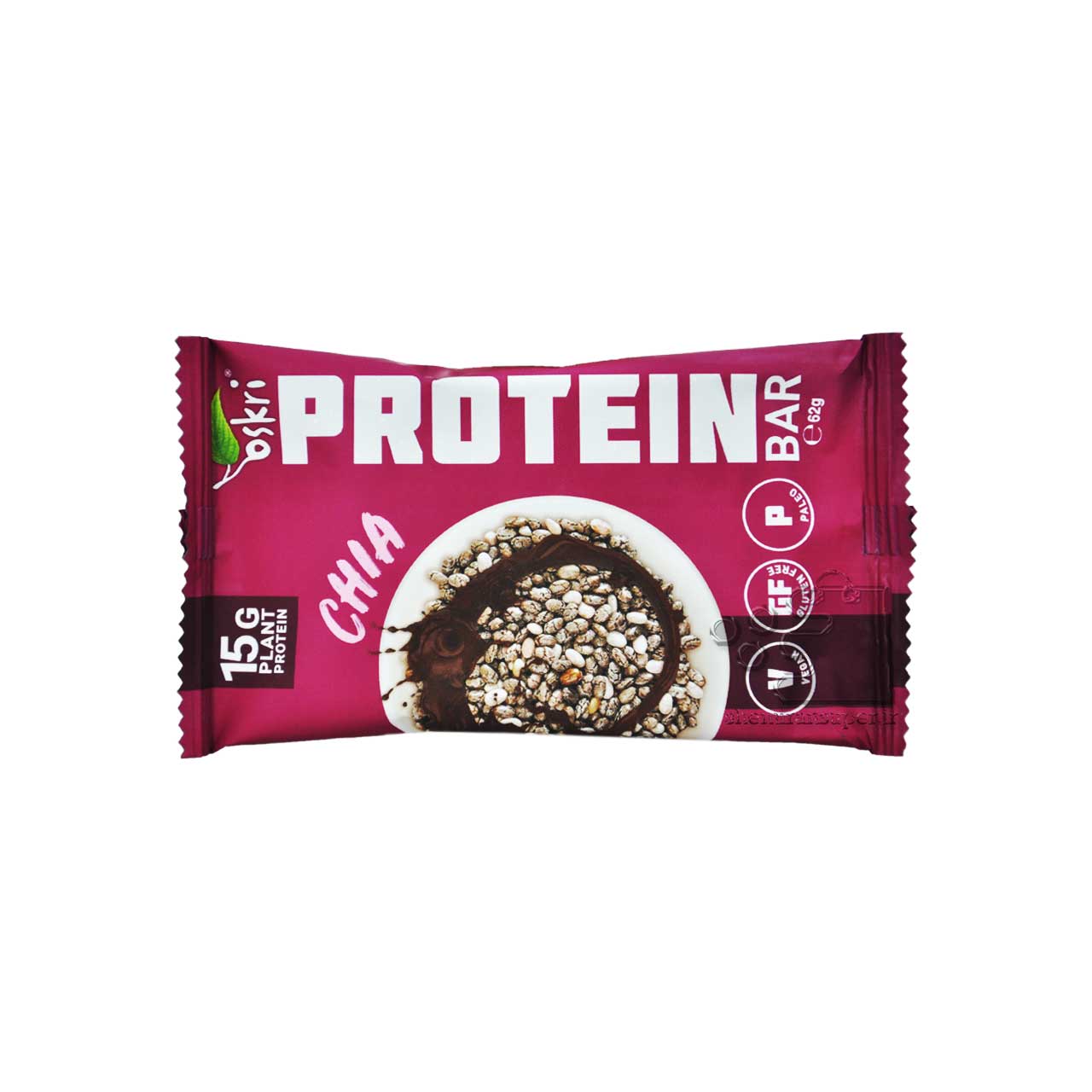 پروتئین بار با چیا سید بدون گلوتن 62 گرم اوسکری - oskri