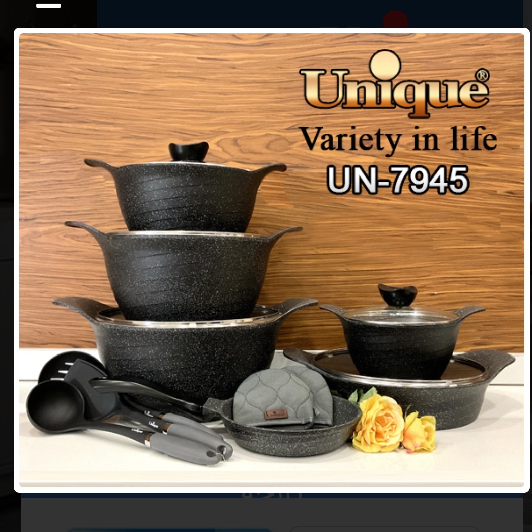 سرویس قابلمه یونیک 14 پارچه مشکی گرانیتی رز  کد 7945


