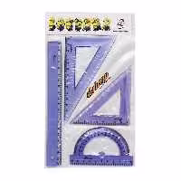 ست گونیا/نقاله ژله ای 4تیکه بنفش رنگ صریر