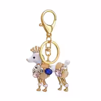 جاکلیدی فانتزی مدل سگ نگین دار یاقوت آبی و صورتی