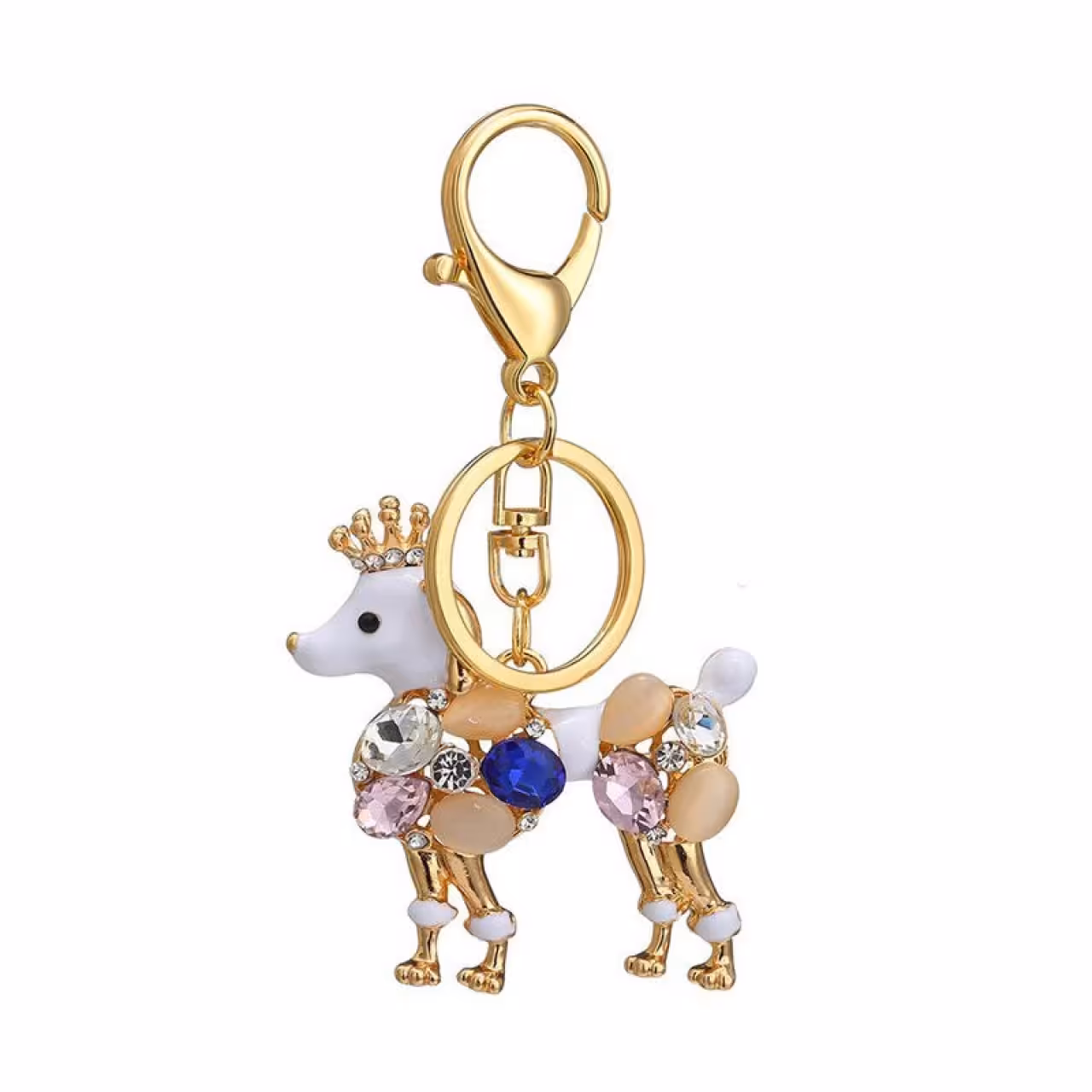 جاکلیدی فانتزی مدل سگ نگین دار یاقوت آبی و صورتی