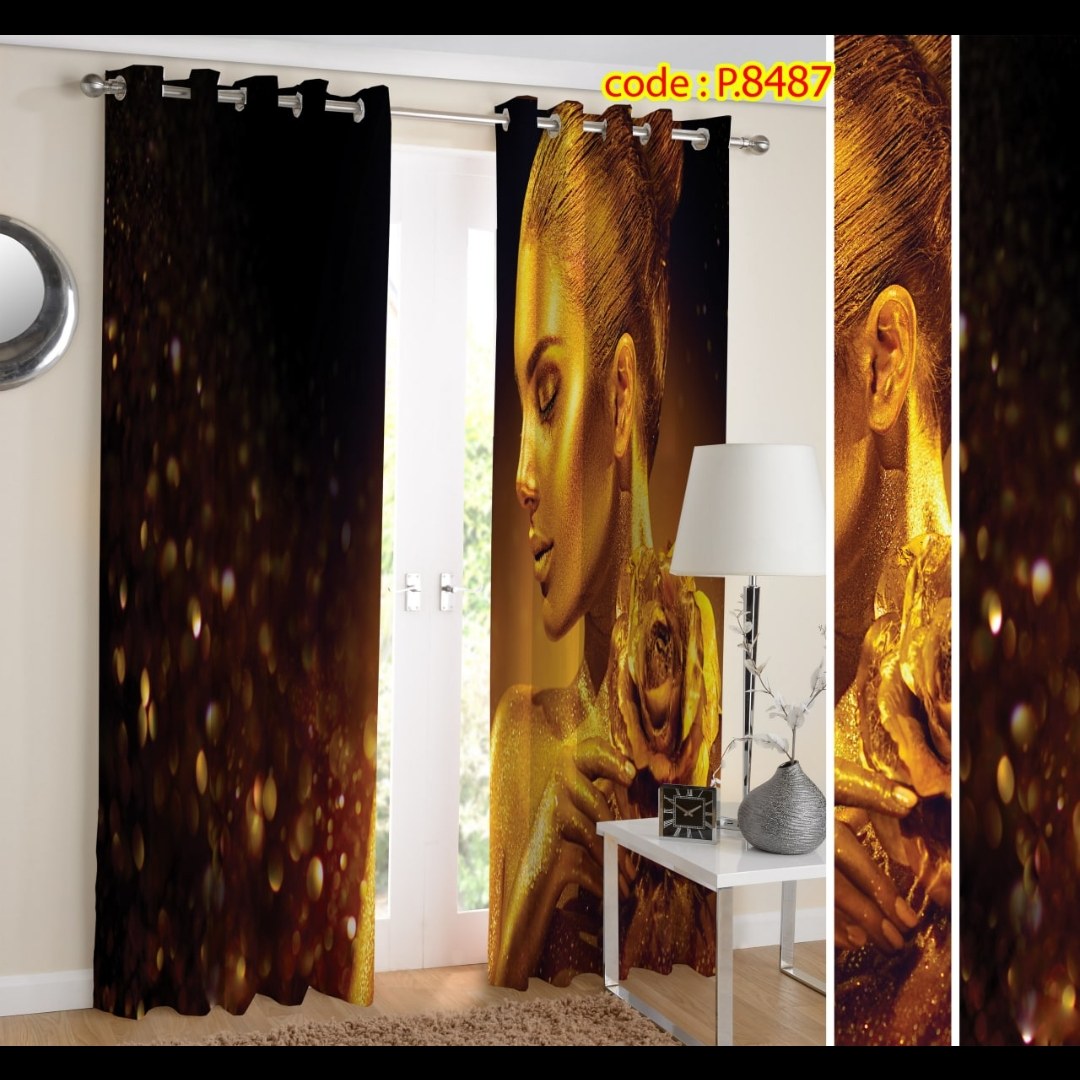 پرده اتاق خواب دخترانه دو قواره طرح رخ کد P8487