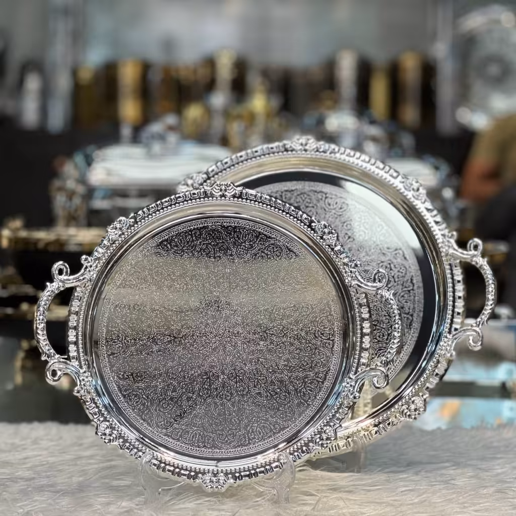 سینی گرد استیل 2تیکه اماراتی