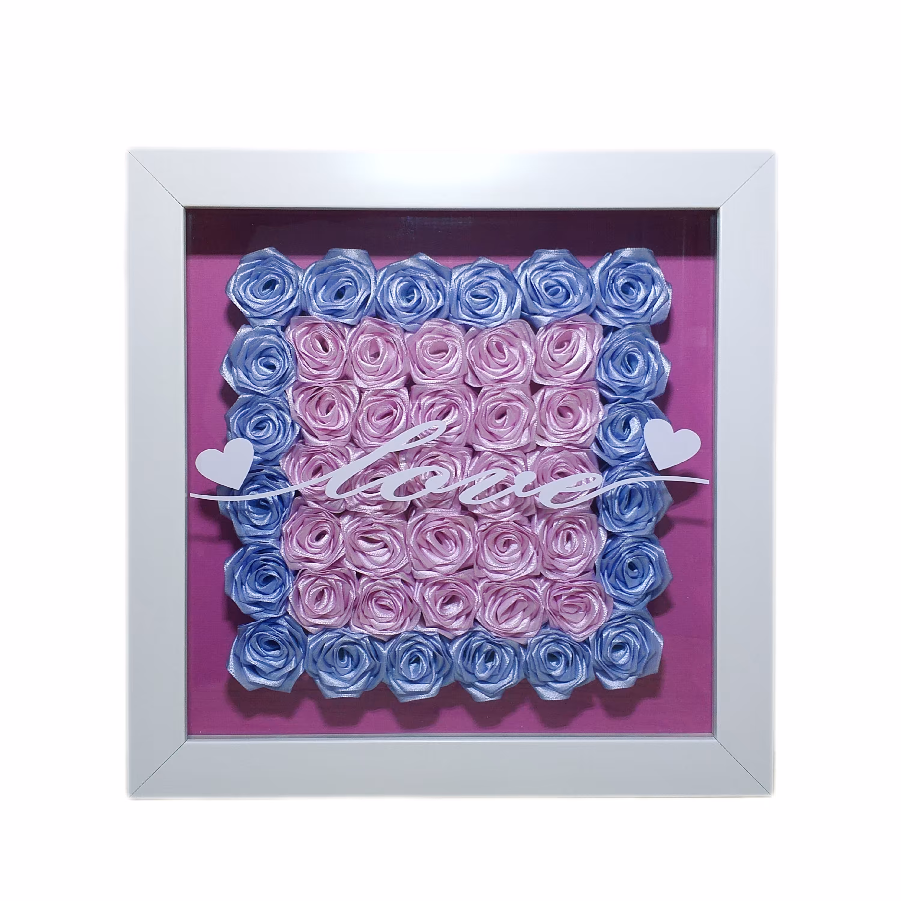 تابلو گل روبان دوزی مدل pink