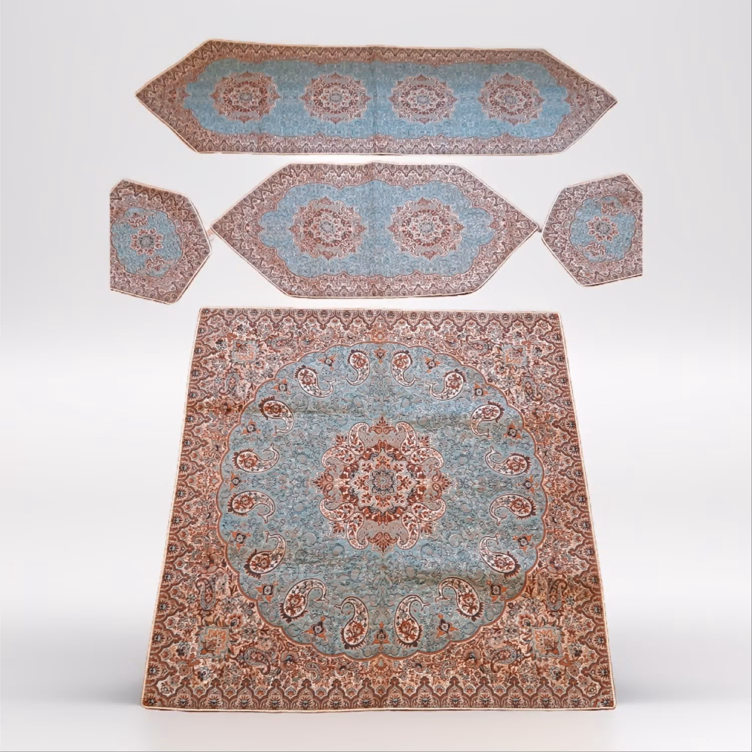 رومیزی 5 تکه ترمه طرح نسترن