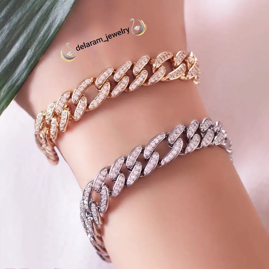 دستبند کارتیر جواهری برنجی آبکاری طلا ضد حساسیت ساخته شده از روی طلا