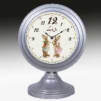 ساعت رومیزی رینگ پله ای نقره ای 20 سانت طرح خرگوش