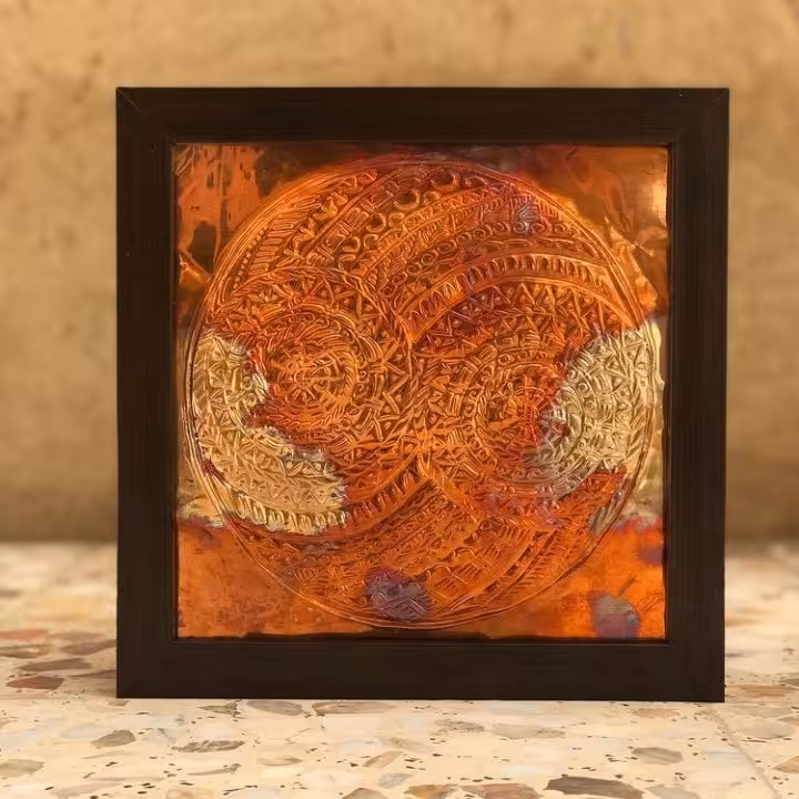 تابلو نقش برجسته ی مسی با رنگ ثابت و ابعاد 30در30_ارسال باربری پسکرایه