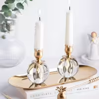 شمعدان  گوی کریستال وبرنج