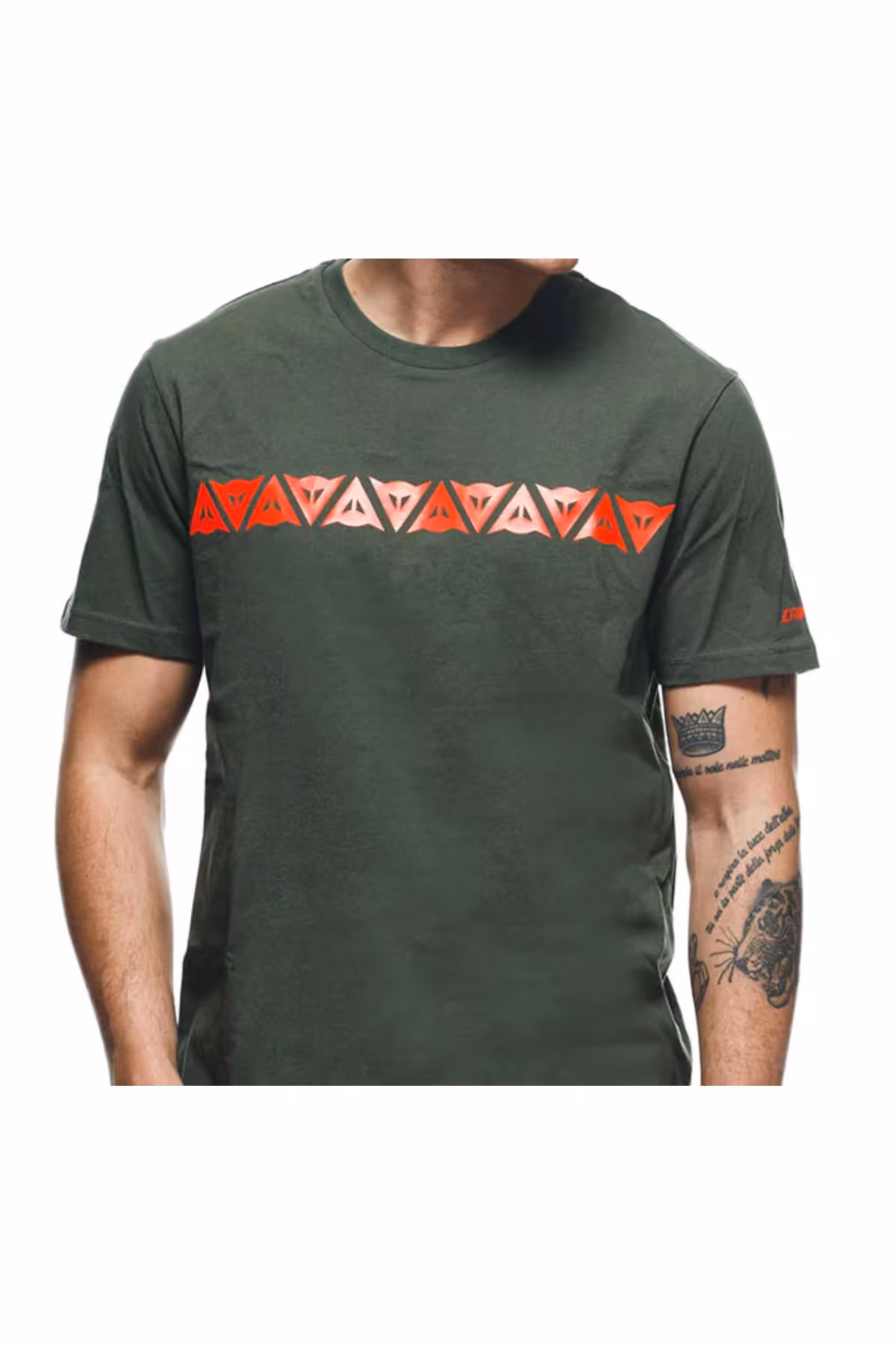 تی شرت سبز مردانه BOOKPOT MOTORCYCLE STRIPES خاکی اورجینال Dainese