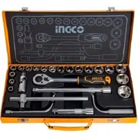 بکس 24 پارچه یک دوم اینکو ingco  بکس تکی سایز 10تا 32 همراه با چند نوع دسته بکس متفاوت