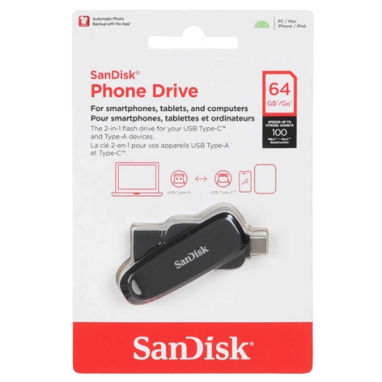 فلش مموری سن دیسک مدل Phone Drive USB Type-C USB3.2 ظرفیت 64 گیگابایت