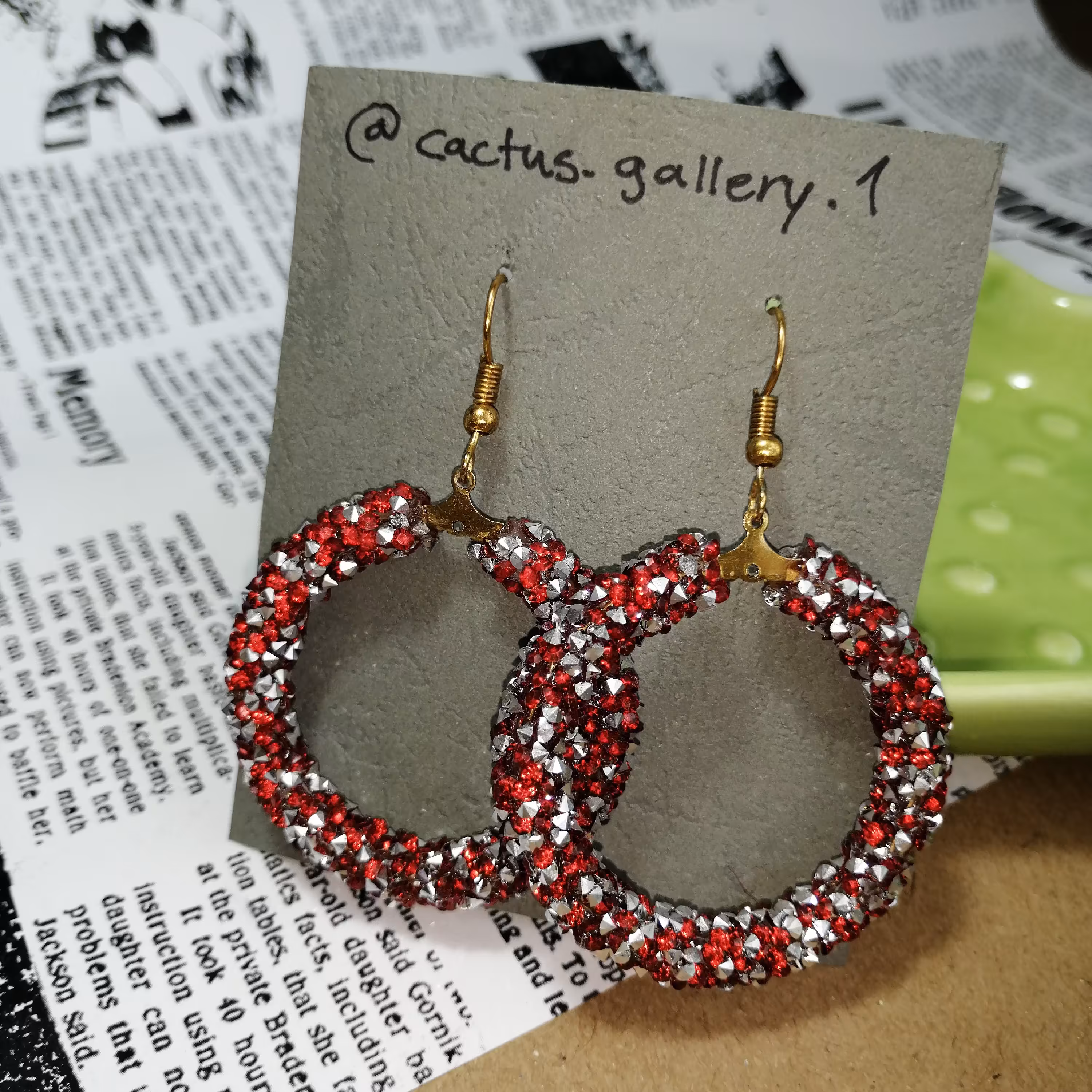 گوشواره حلقه ای طلایی آویز سوارسکی در دو رنگ سایز بزرگ