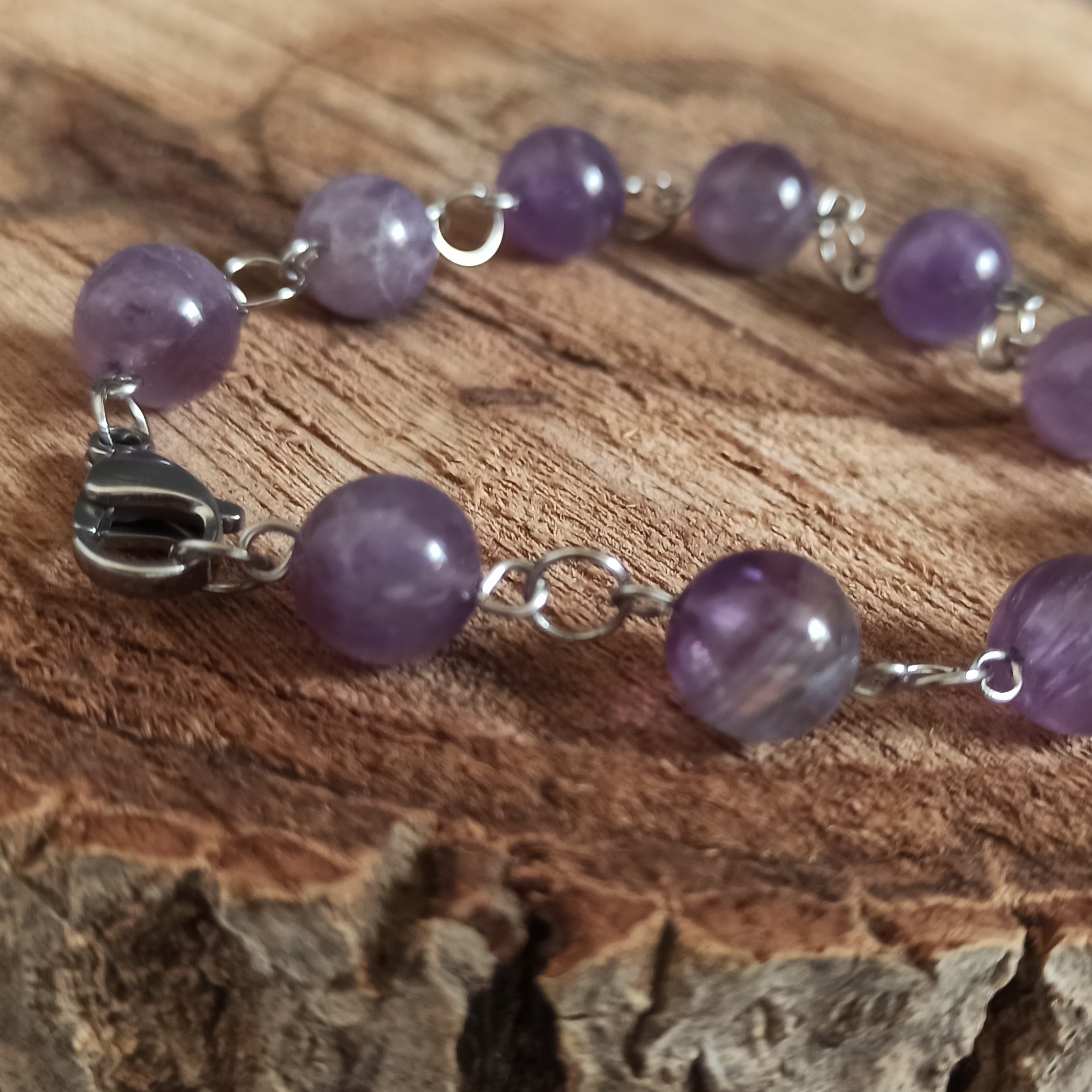 دستبند مفتول استیل آمیتیس بنفش  زیبا و جذاب 