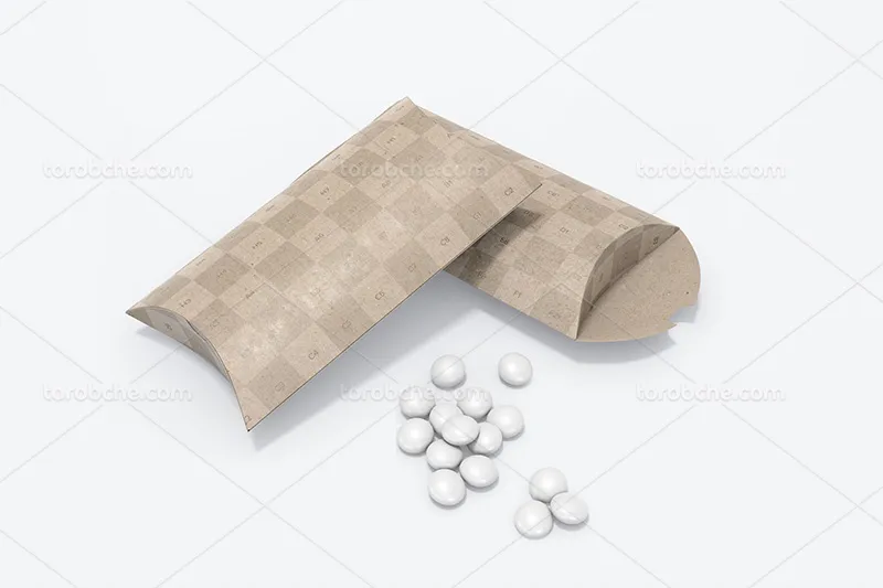 موکاپ بسته بندی بالشی PSD | گرافیک با طعم تربچه