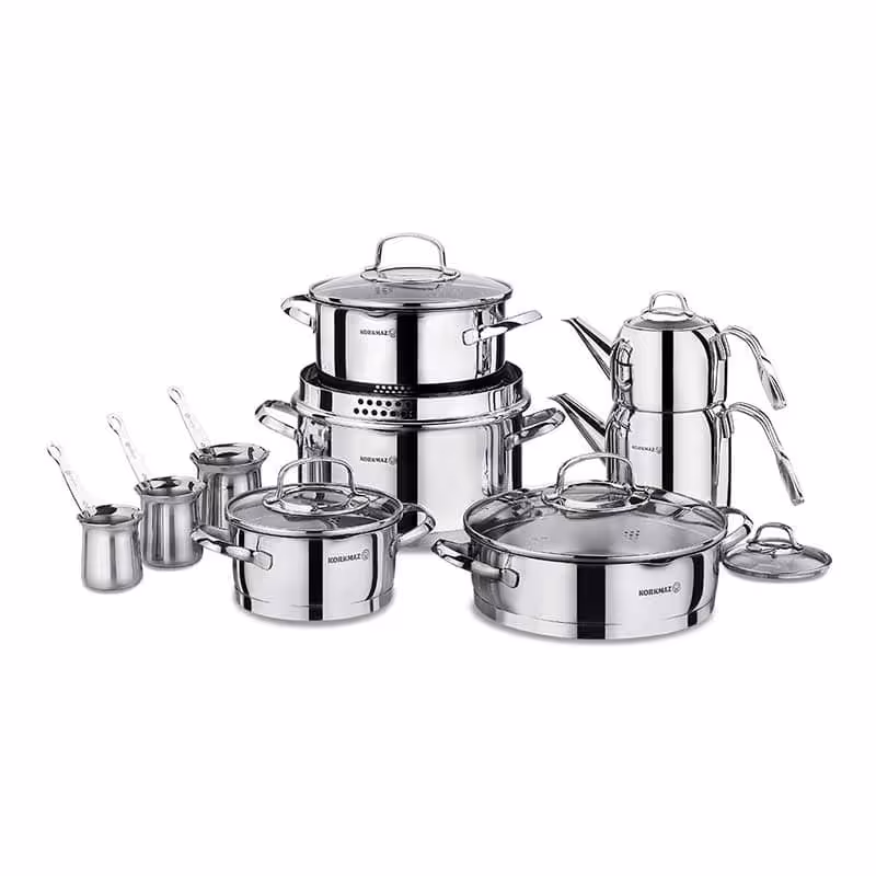 
سرویس قابلمه و کتری و قوری استیل کرکماز Steama A1702