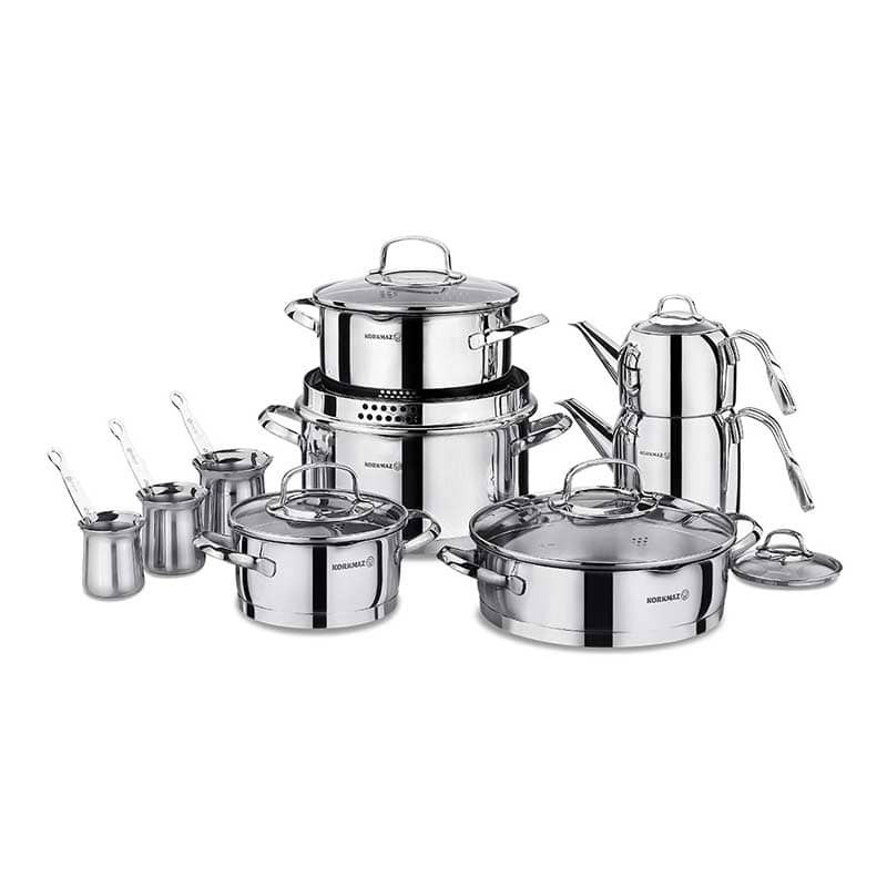 
سرویس قابلمه و کتری و قوری استیل کرکماز Steama A1702