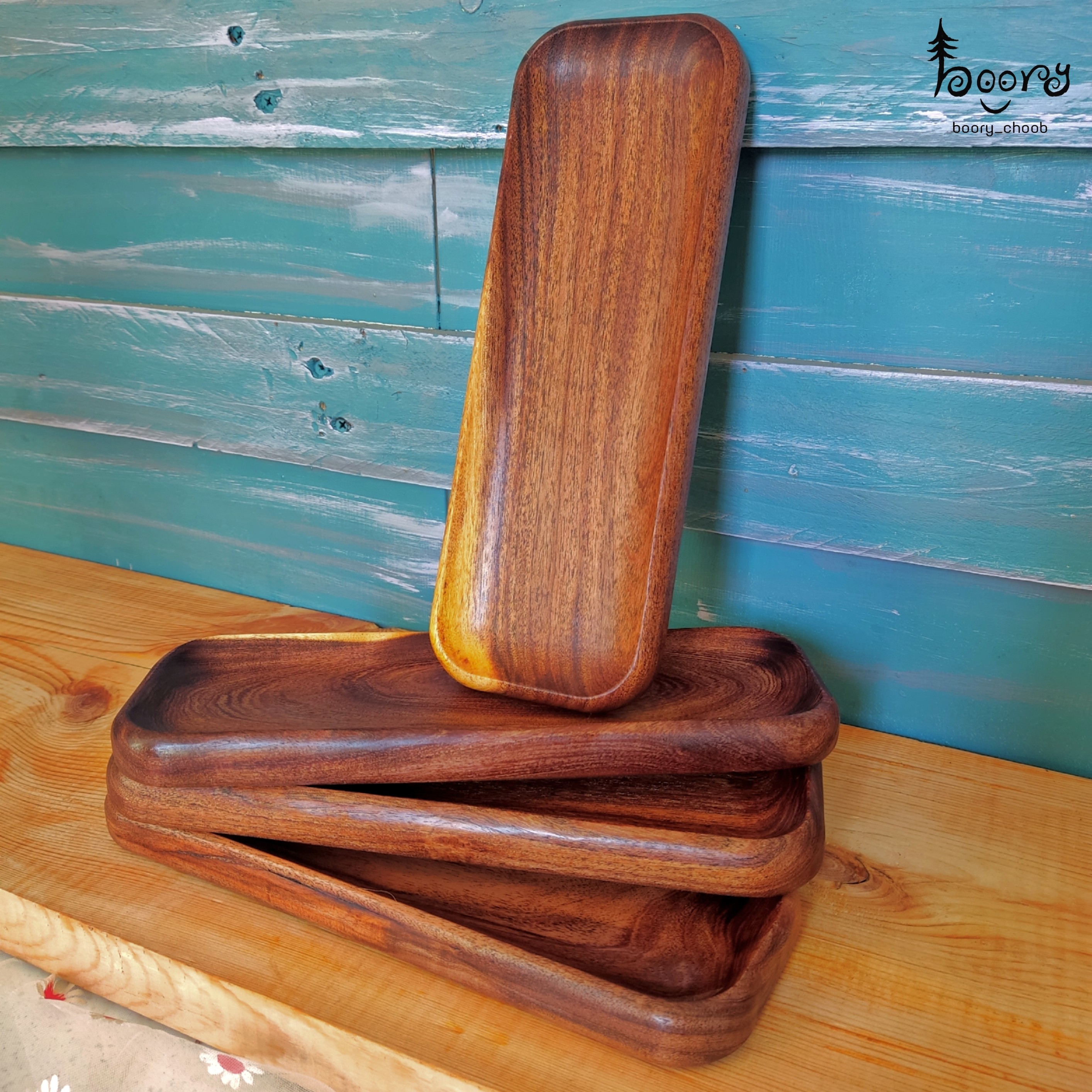 ظروف چوبی ، سینی ، سرو چوبی 25 سانت در 9 سانت از جنس درخت کهور 