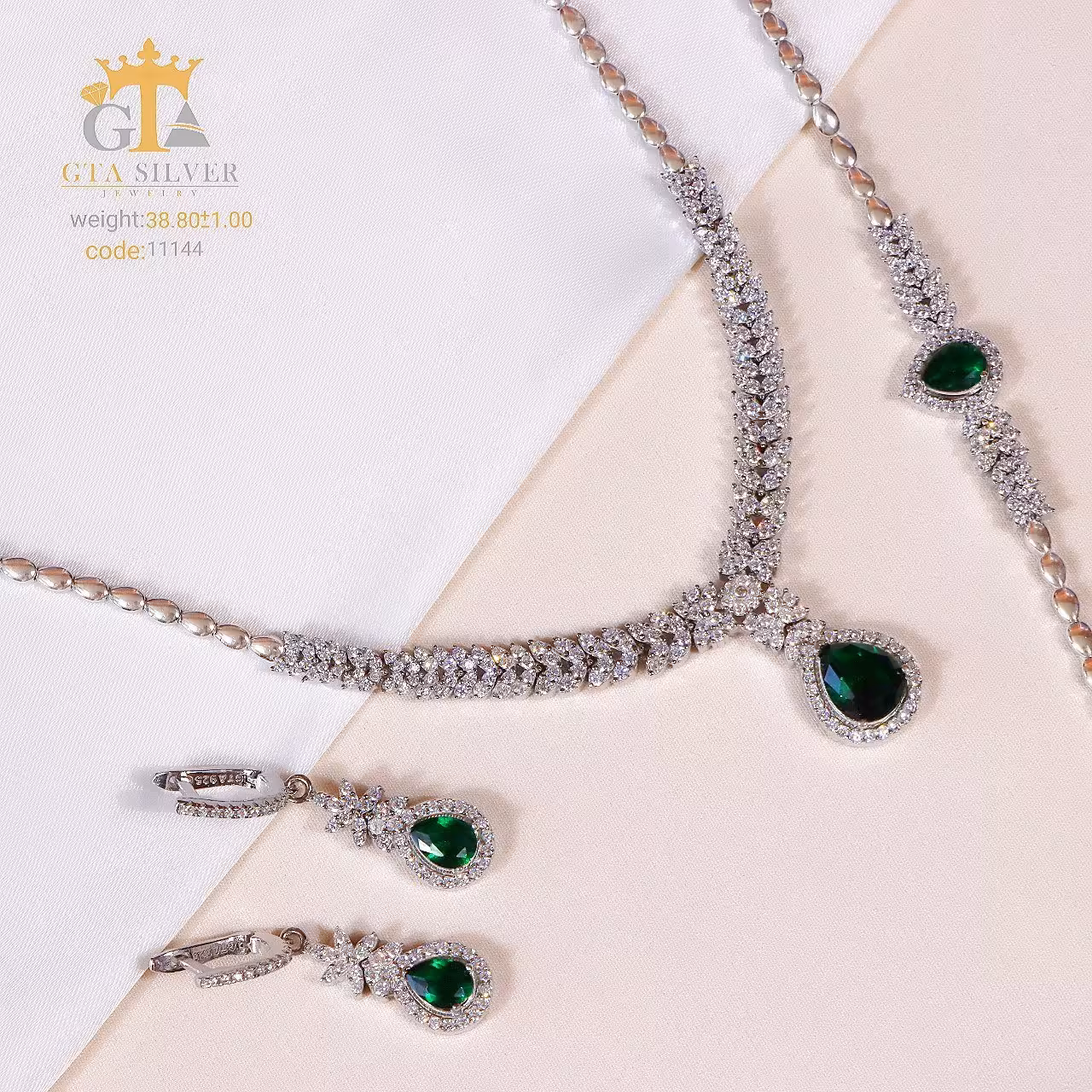 سرویس نقره جواهری نگین اشکی