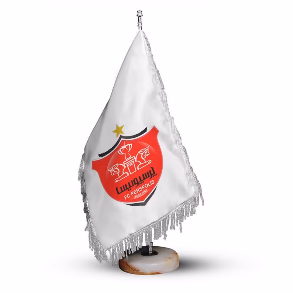 پرچم رومیزی تیم فوتبال پرسپولیس با پایه سنگی افراتوس