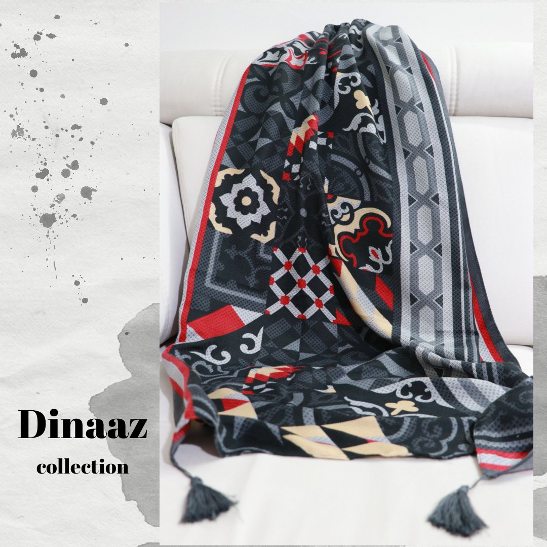 شال نخی اعلا منگوله دار دور دوخت طرح سنتی با ارسال رایگان