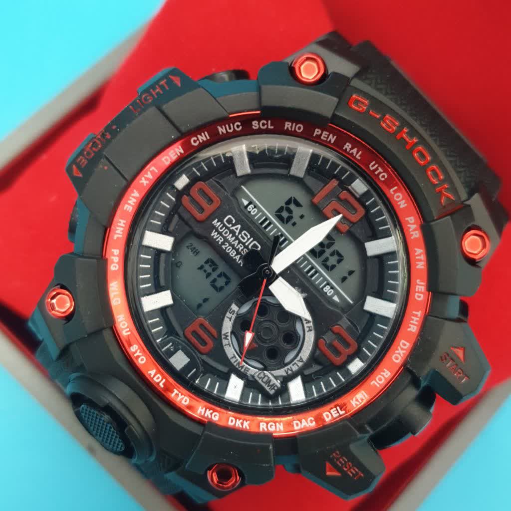 ساعت مچی طرح جی شاک دوزمانه دور قاب قرمز g shock