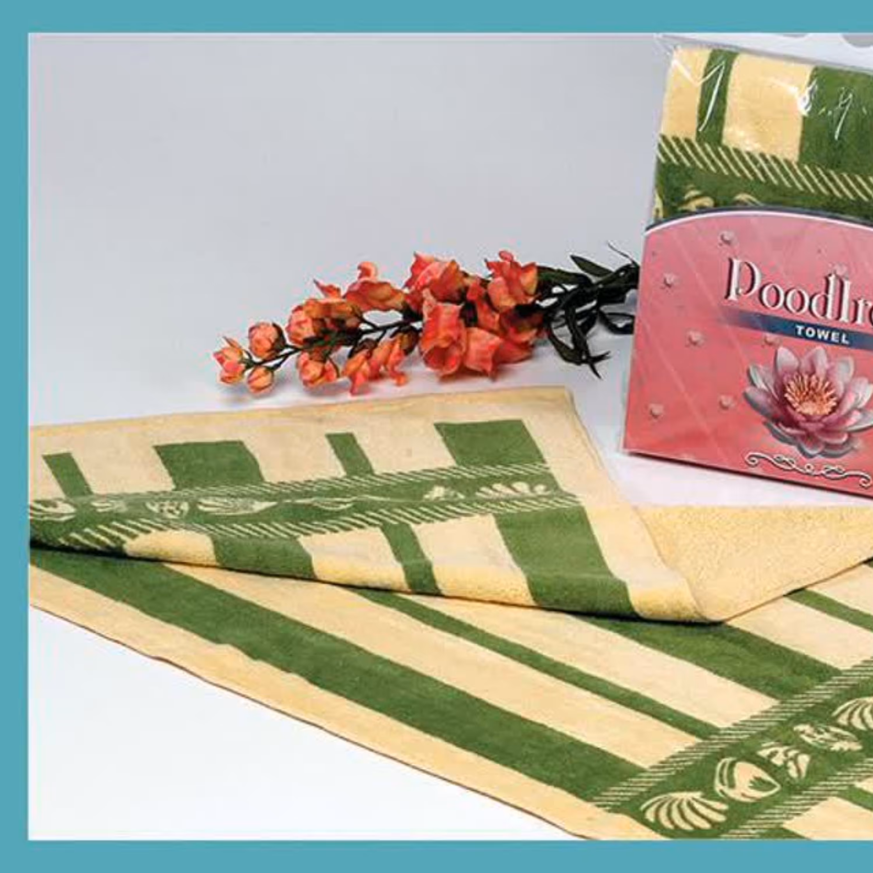 حوله استخری پودایران طرح صدف زرد با ابعاد 70در140 (100درصد پنبه) بدون پرزدهی