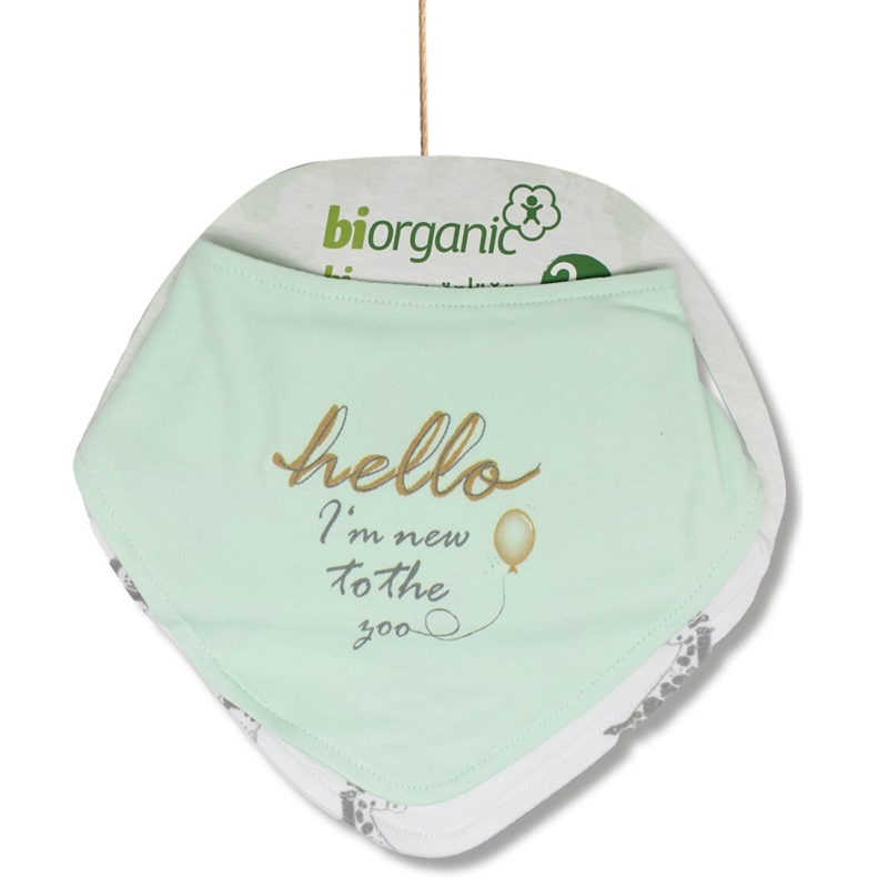 ست پیشبند دستمال گردنی 2 عددی نوزادی طرح حیوانات بی ارگانیک biorganic