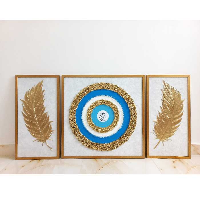 تابلو نقاشی چشم و نظر برجسته سه تکه